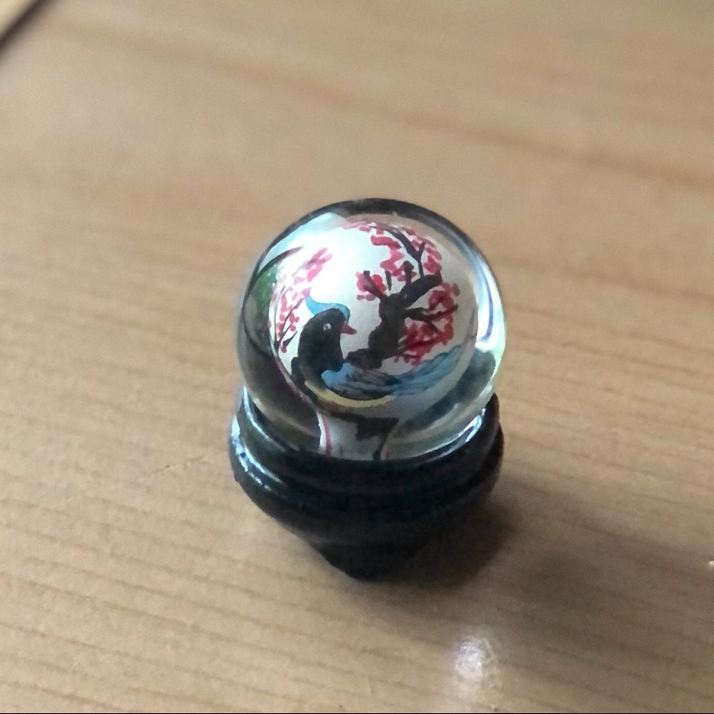Vintage Reverse Painted Glass Orb